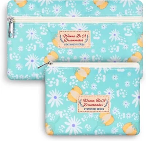 Set of 2 Large Capacity Pencil Case Portable Travel Gift Multifunctional Bag Set - Picture 1 of 6