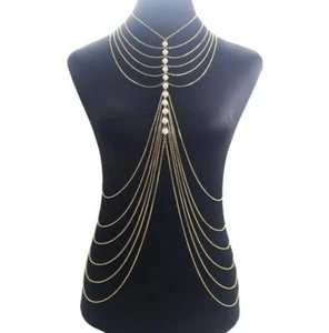 Damen Umhängetasche Kette Halskette Sexy Schmuck Party Kleidung Accessoire Silber Gold - Bild 1 von 4