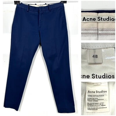 Acne Studios Hombre Algodón Vestido Pantalón Talla 34X30 USA 48x30 Azul Foto 1 de 4