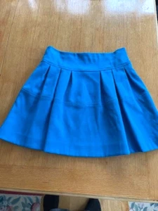 Nanette Lepore Skirt 8 Bright Cerulean Blue Stretch Cotton Twill Pleated Mini - Picture 1 of 5