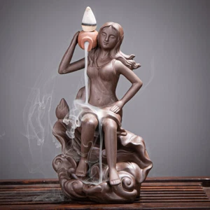 Lady Lotus Pond Waterfall Backflow Incense Burner With Free 48 Cones - Bild 1 von 5