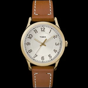 Timex Women's Heritage Basic New England Brown/Gold Leather Strap 36MM Watch - Picture 1 of 5