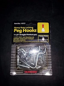 Lot 9 CRAWFORD PROD DIV OF JARDEN SAFETY 14215 Straight Peg Hook, 1-1/2-Inch, - Picture 1 of 1