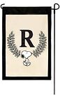 Peanuts Snoopy monogramme « R » applique drapeau de jardin 12 po x 18 po