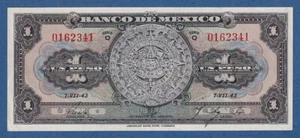 MEJICO / MEXICO -- 1 PESO ( 7.7.1943 ) -- EBC- / aXF -- SERIE Q -- PICK 38a . - Picture 1 of 2