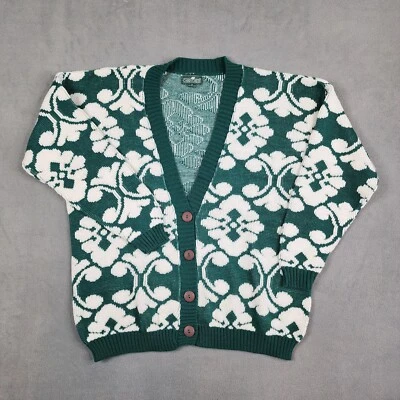 Cárdigan suéter vintage con botones Cabin Creek para mujer talla pequeña verde Foto 1 de 4