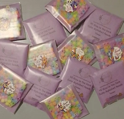 GLOW IN THE DARK CUBE ALPHABET LETTER BEADS 7MM BRACELET FREE POSTAGE - Image 1 of 4