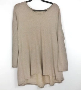 Pure Jill J. Jill gestreiftes Tunika-Top mit gerafftem Rücken braun elfenbein lange Ärmel Large - Bild 1 von 7