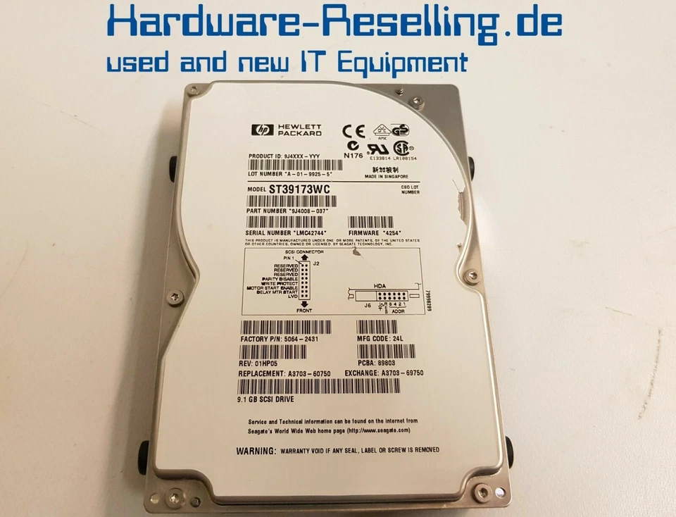 HP 9GB 7200rpm SCSI 3,5 " HDD ST39173WC 9J4008-037 5064-2431 - Photo 1/1