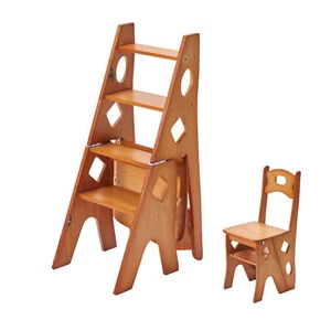 3 in 1 Klappbarer Bibliotheksleiter aus Holz Multifunktions Klapptrittleiter - Bild 1 von 8