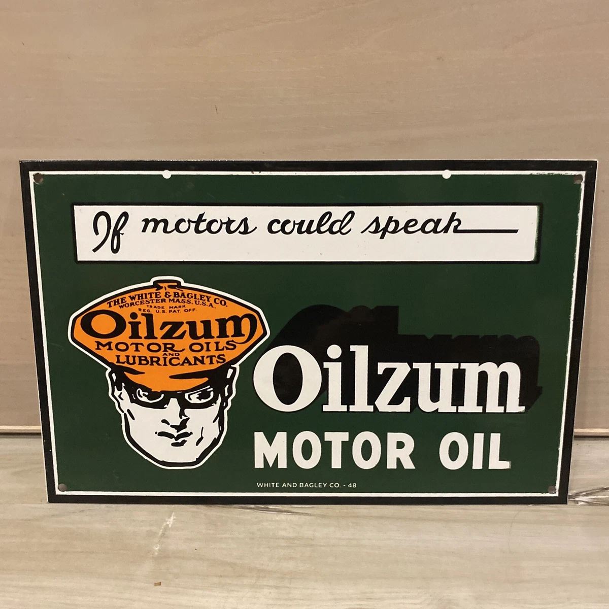 シ*ン様 40s USAビンテージ 琺瑯看板Oilzum モーターオイル広告プレ シ*ン様 40s USAビンテージ 琺瑯看板Oilzum モーターオイル広告プレ