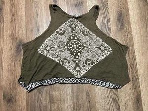 Charlotte Russe Tank Top, Women's Size Medium, Green White, Crop Top - Picture 1 of 9
