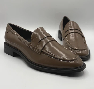 FRANCO SARTO Eden Studs Penny Loafer Women's Size 8 Brown Leather Shoe NIB - Image 1 of 4