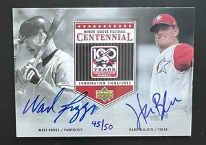 2001 Upper Deck Minor Centennial Wade Boggs / Hank Blalock Signatures 45/50 Auto - Picture 1 of 2