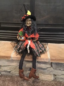 Halloween Hexe mit Kürbis großes Regal Sitter Figur 33" lang - Bild 1 von 8