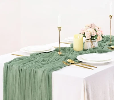 Bohemian Table Runner  Voile Champray Boho Tablecloth, Boho Chic Dining Décor - Image 1 of 4