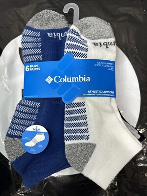 Columbia Hombre Calcetines 6 Pares Atléticos Corte Bajo Azul/Blanco/Gris/Negro, Nuevos Foto 1 de 4