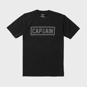 CAPTAIN Fin - Mens Naval T-Shirt - Black - Casual Short Sleeve Tee - Picture 1 of 2