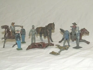 Lead Soldiers Britain Barclay Cowboy Horse Policeman Railroad Parts As Is 1950's - Picture 1 of 9