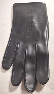 Vtg Embroidered Ladies Black Driving Gloves Lined Sm/Med Dressy Nice Japan NOS - Picture 1 of 8