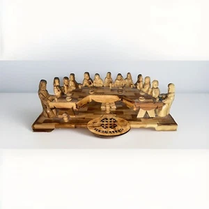 The Last Supper Olive Wood Carving Sculpture  Christmas Center Piece Jesus - Picture 1 of 22