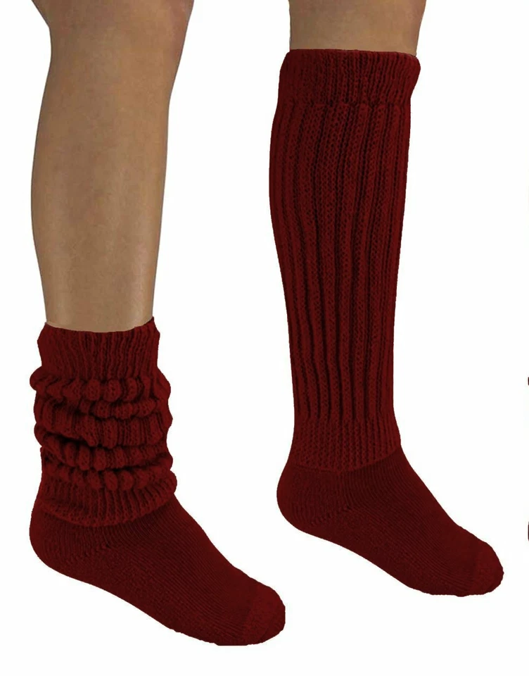 Borgoña Scrunch Calcetines de rodilla holgados Fútbol Hooters Uniforme Cálido Correr Caminar Esquí  Foto 1 de 1