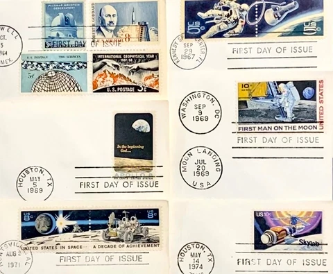 StampTLC US 1332b 1371 1435b 1529 C69 C76 Space Decade Rocket Apollo Gemini FDC Cover