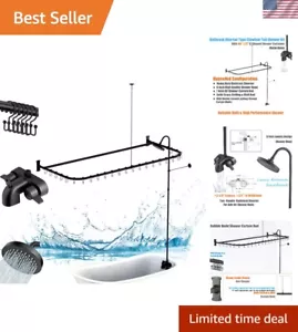 Complete Clawfoot Tub Shower Solution with 6'' Rainfall Head & D-Style Rod Set - Picture 1 of 9
