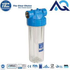 10” in-line Water Filter Housing & pressure relief valve 3/4" brass FHPR34-B-AQ 