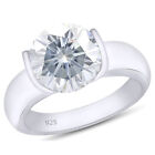 1ct Round Cut Lab Created Moissanite Solitaire Engagement Ring Sterling Silver