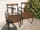 Pair Vintage Whitlock, Rising Sun, In  Wood Cane Arm Chairs
