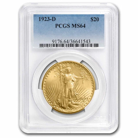 1923-D $20 Saint-Gaudens Gold Double Eagle MS-64 PCGS - SKU # 24446 Cover