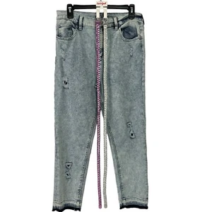 Justice Girl’s Jeans & Cat & Jack Belts Sz 16 Plus Raw Hems Pockets Stretch - Picture 1 of 15