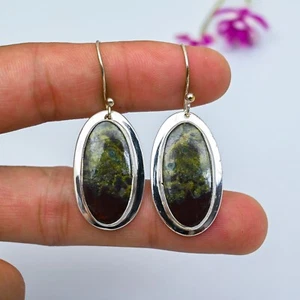 Dragons Blood Jasper Gemstone Handcrafted Earrings 925 Sterling Silver Jewelry - Picture 1 of 5