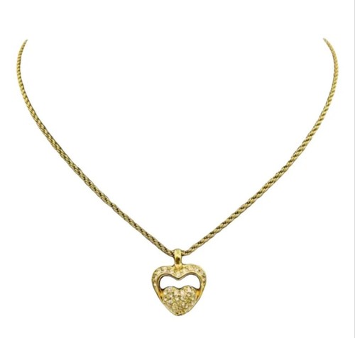 Catena choker gioielli vintage cuore dior cristallo dorato choker circa 7g39 44cm.