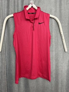 Nike Dri-Fit Women's Sleeveless Polo Size M Prink with Dots 929533-667 - Picture 1 of 4