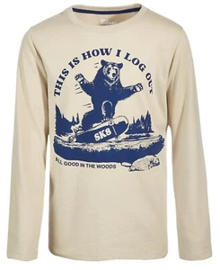 Epic Threads Big Boys Skater Bear Graphic T-shirt, - Sand Tan - Picture 1 of 2