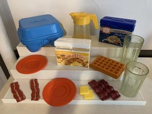Vintage Fisher Price Fun with Food Breakfast Waffles Bacon Syrup Muffins Butter - Picture 1 of 6