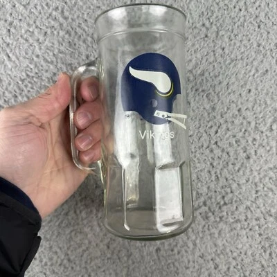 NFL Minnesota Vikings Football Vintage Beer Mug Stein Tall Glass Fisher Peanuts - Image 1 of 4