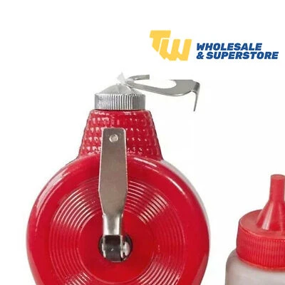 2pc Chalk and Line Set 100ft Kit High Visibility 30m String Line Reel Aluminium - Image 1 of 2