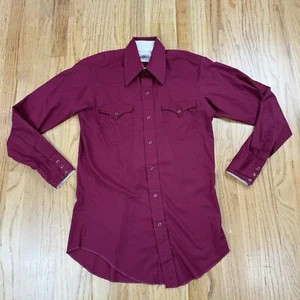 Vintage Western Pearl Snap Long Sleeve Shirt Cowboy Rodeo Maroon - Bild 1 von 11