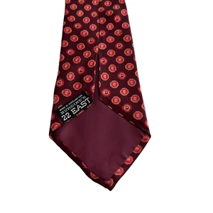 Burdines 22 East Burgundy Wide Geometric Silk Tie - Made in Scotland - Picture 1 of 4