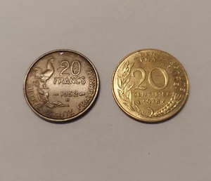 Set of Two Coins France 20 Centimes 1952 And 1978 - Picture 1 of 6