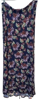 NUEVO Maxi Falda/Vestido Sin Tirantes LuLaRoe Grande Azul Marino Granate Blanco Floral Foto 1 de 4