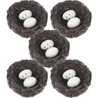 5pcs Mini Resin Bird Nests with Eggs for Home Decor