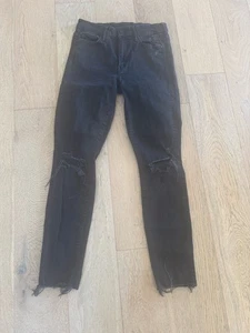 Jeans sfilacciati alla caviglia Mother Looker nero taglia 26 - Foto 1 di 9