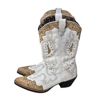 Women's Laredo White Pressley Leather Cowboy Boots Cheetah Size 8.5 - Image 1 of 4
