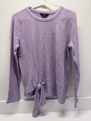 Simply Vera Vera Wang Purple Cozy Tie Waist Top Petite Medium - Image 1 of 2