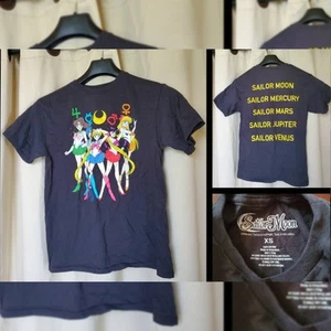 Sailor Moon XS Black T-shirt Front/Back Graphic MOON MERCURY MARS JUPITER VENUS - Picture 1 of 5