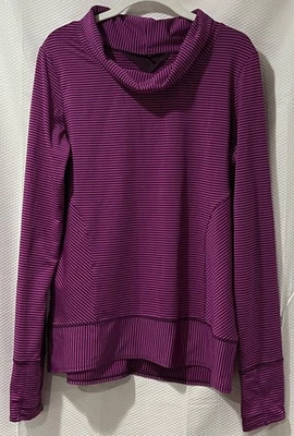 PrenAna Para Mujer Grande Cuello Simulado Púrpura Rayas Top Atlético Caminata Agujeros para los Pulgares Foto 1 de 4